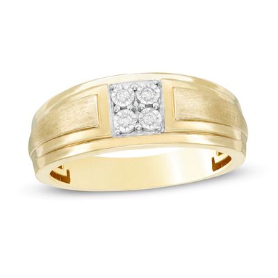 Men's 0.04 CT. T.W. Quad Diamond Anniversary Band in 10K Gold|Peoples Jewellers