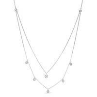 0.15 CT. T.W. Diamond Station Double Strand Necklace in Sterling Silver - 22"|Peoples Jewellers