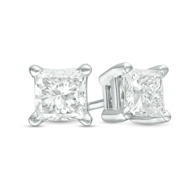 CT. T.W. Princess-Cut Diamond Solitaire Stud Earrings in 14K White Gold