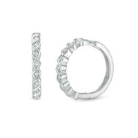 0.16 CT. T.W. Diamond Twist Hoop Earrings in 10K White Gold|Peoples Jewellers