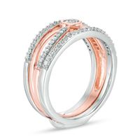 Convertibilities 0.20 CT. T.W. Diamond Crossover Three-in-One Ring in Sterling Silver and 10K Rose Gold|Peoples Jewellers