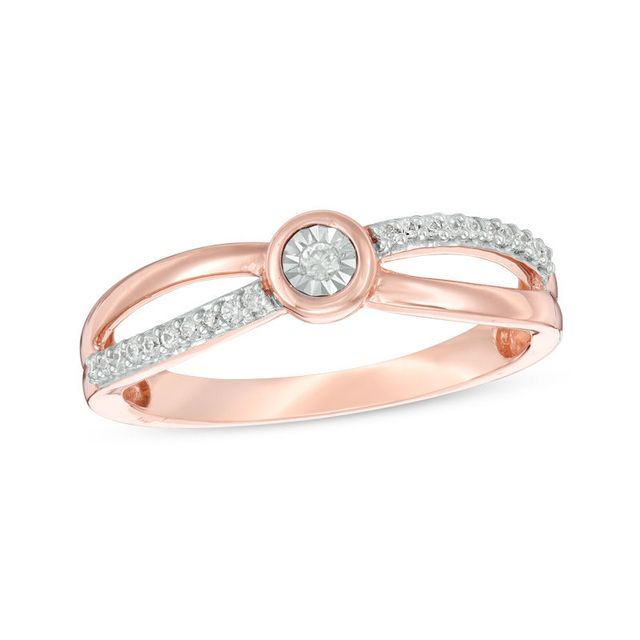 Convertibilities 0.20 CT. T.W. Diamond Crossover Three-in-One Ring in Sterling Silver and 10K Rose Gold|Peoples Jewellers