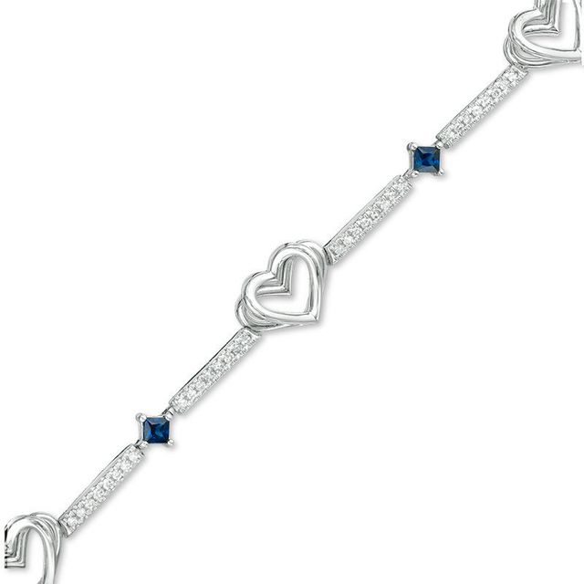 The Kindred Heart from Vera Wang Love Collection Blue Sapphire and 0.29 CT. T.W. Diamond Bracelet in Sterling Silver|Peoples Jewellers