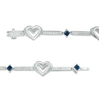 The Kindred Heart from Vera Wang Love Collection Blue Sapphire and 0.29 CT. T.W. Diamond Bracelet in Sterling Silver|Peoples Jewellers