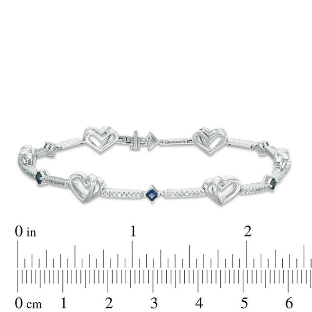 The Kindred Heart from Vera Wang Love Collection Blue Sapphire and 0.29 CT. T.W. Diamond Bracelet in Sterling Silver|Peoples Jewellers