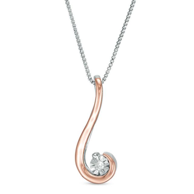 Convertibilities 0.16 CT. T.W. Diamond Double Swirl Drop Three-in-One Pendant in Sterling Silver and 10K Rose Gold|Peoples Jewellers