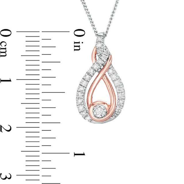 Interwoven™ 0.16 CT. T.W. Diamond Pendant in Sterling Silver and 10K Rose Gold - 19"