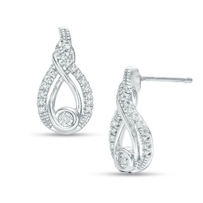 Interwoven™ 0.12 CT. T.W. Diamond Drop Earrings in Sterling Silver|Peoples Jewellers
