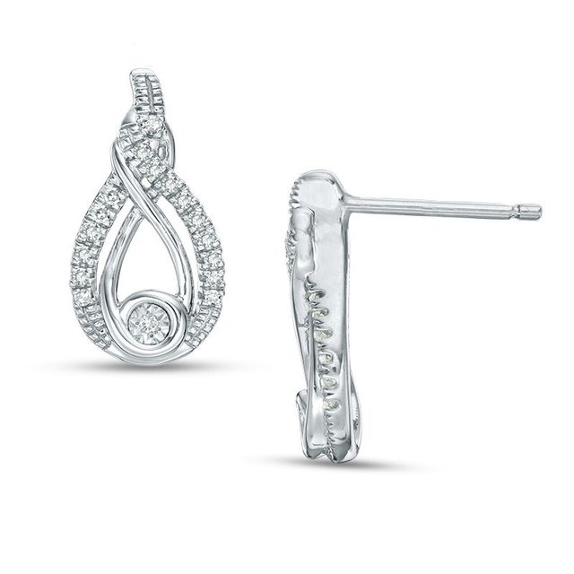 Interwoven™ 0.12 CT. T.W. Diamond Drop Earrings in Sterling Silver|Peoples Jewellers