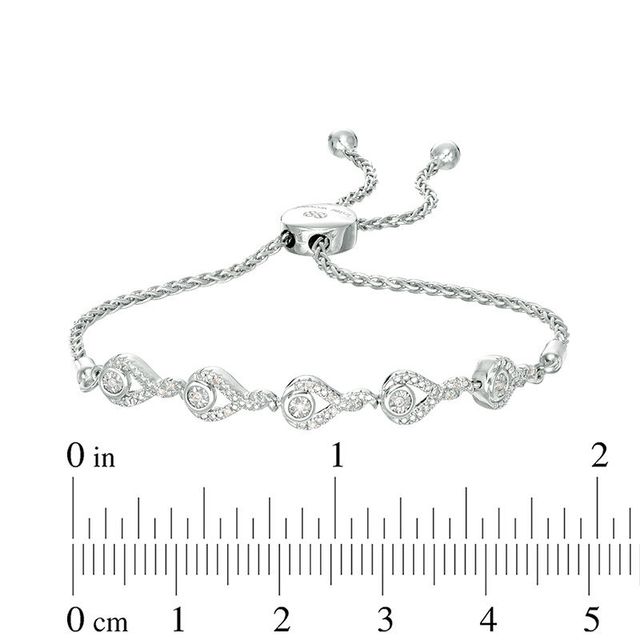 Interwoven™ 0.04 CT. T.W. Diamond Bolo Bracelet in Sterling Silver - 9.5"