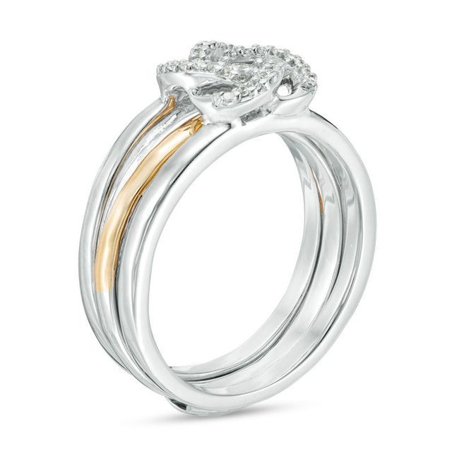 Convertibilities 0.16 CT. T.W. Diamond Orbit Three-in-One Ring in Sterling Silver and 10K Gold|Peoples Jewellers