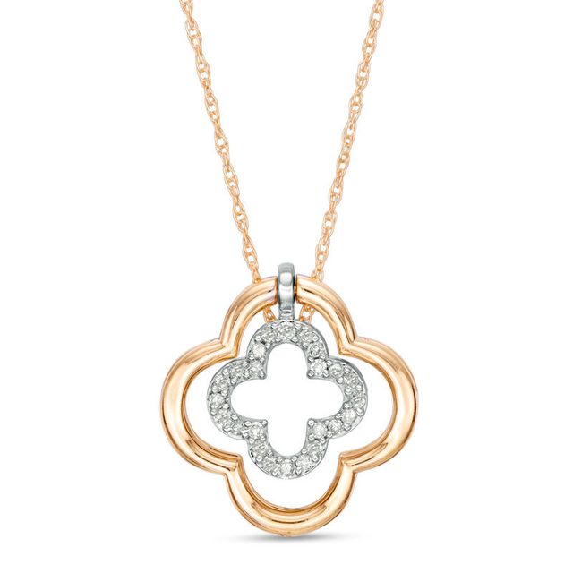 Convertibilities 0.10 CT. T.W. Diamond Clover Three-in-One Pendant in 10K Two-Tone Gold|Peoples Jewellers