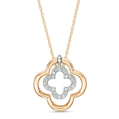 Convertibilities 0.10 CT. T.W. Diamond Clover Three-in-One Pendant in 10K Two-Tone Gold|Peoples Jewellers