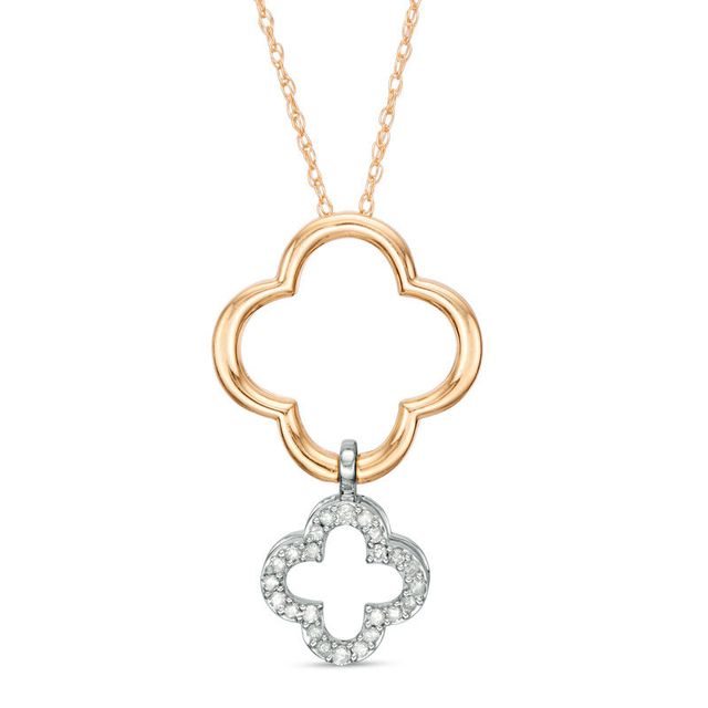 Convertibilities 0.10 CT. T.W. Diamond Clover Three-in-One Pendant in 10K Two-Tone Gold