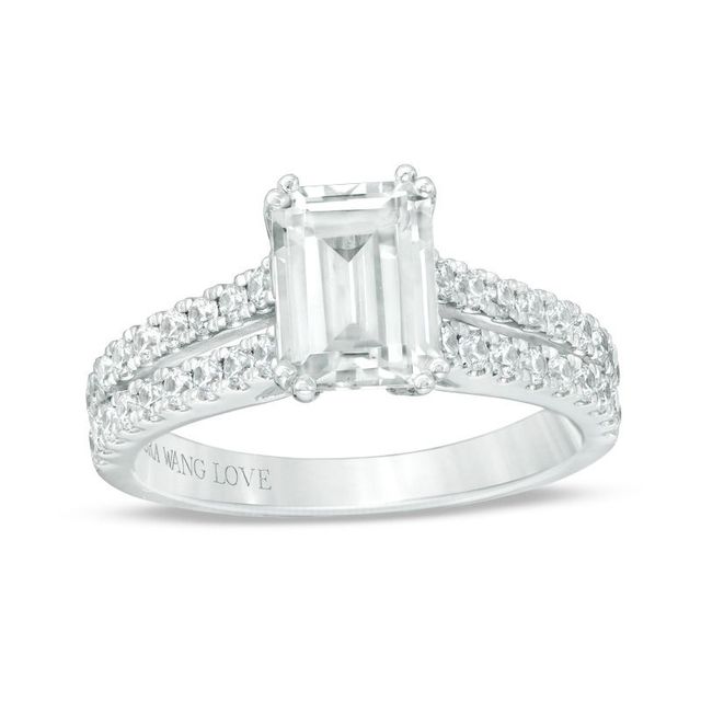 Vera Wang Love Collection 1.95 CT. T.W. Certified Emerald-Cut Diamond Engagement Ring in Platinum (I/SI2)|Peoples Jewellers