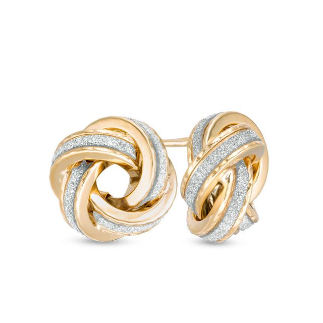 Italian Gold Glitter Enamel Love Knot Stud Earrings in 14K Gold|Peoples Jewellers
