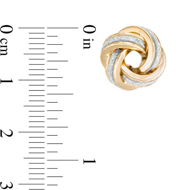 Italian Gold Glitter Enamel Love Knot Stud Earrings in 14K Gold