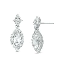 Marquise Lab-Created White Sapphire Frame Drop Earrings in Sterling Silver|Peoples Jewellers