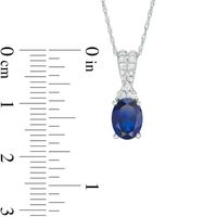 Oval Lab-Created Blue and White Sapphire Drop Pendant in Sterling Silver|Peoples Jewellers