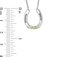 Mother's Simulated Birthstone Horseshoe Necklace in Sterling Silver (3 Stones and 2 Names)|Peoples Jewellers