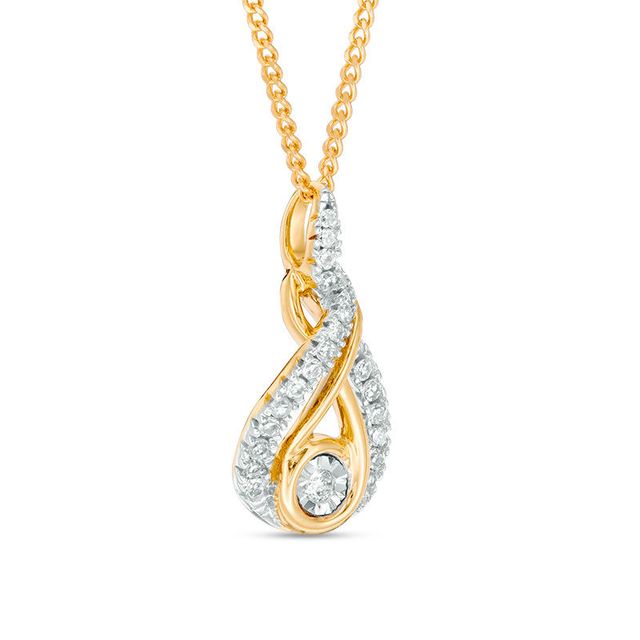 Interwoven™ 0.16 CT. T.W. Diamond Pendant in Sterling Silver and 10K Gold - 19"|Peoples Jewellers
