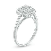 0.50 CT. T.W. Diamond Cushion Double Frame Engagement Ring in 10K White Gold|Peoples Jewellers