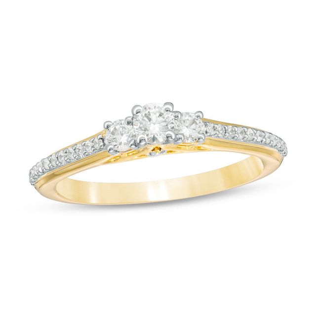 0.40 CT. T.W. Certified Canadian Diamond Three Stone Engagement Ring in 14K Gold (I/I2)|Peoples Jewellers