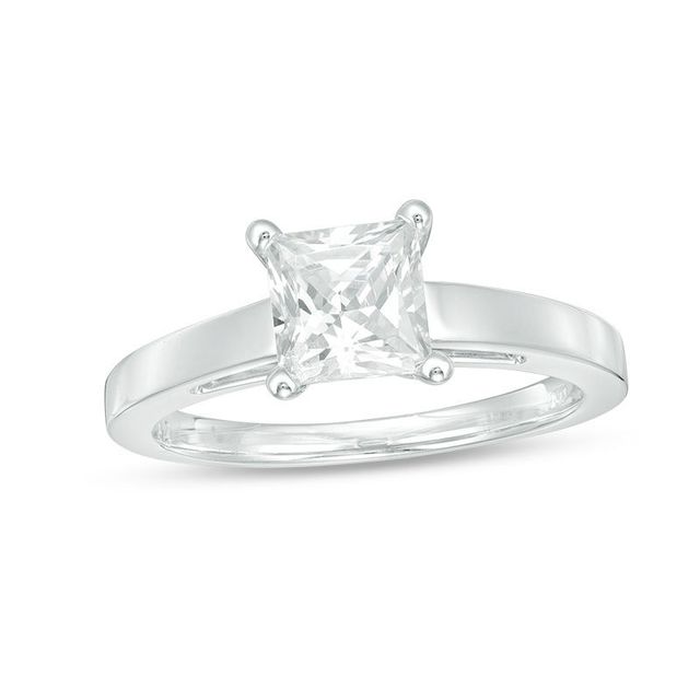 1.00 CT. Certified Princess-Cut Diamond Solitaire Engagement Ring in 14K White Gold (I/I2)
