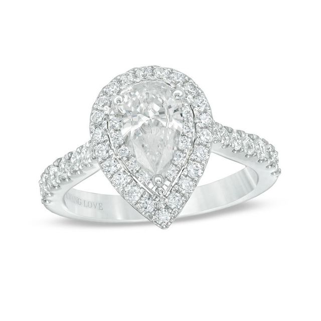 Vera Wang Love Collection 1.69 CT. T.W. Certified Pear-Shaped Diamond Frame Engagement Ring in 14K White Gold (I/SI2)