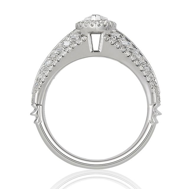 Enchanted Disney Pocahontas 1.50 CT. T.W. Marquise Diamond Frame Vintage-Style Engagement Ring in 14K White Gold