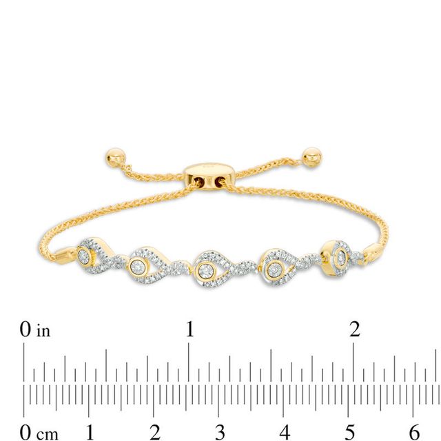 Interwoven™ 0.15 CT. T.W. Diamond Bolo Bracelet in 10K Gold - 9.5"|Peoples Jewellers