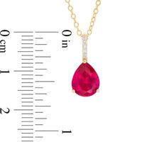 Pear-Shaped Lab-Created Ruby and Diamond Accent Drop Pendant in 10K gold|Peoples Jewellers