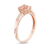 6.0mm Cushion-Cut Morganite and 0.04 CT. T.W. Diamond Ring in 10K Rose Gold|Peoples Jewellers