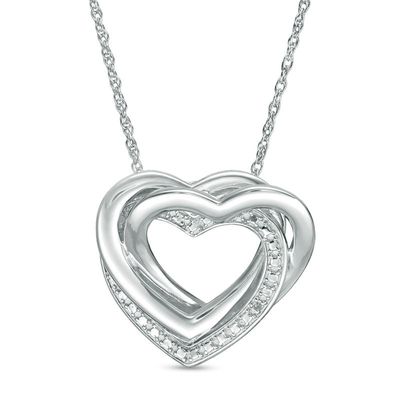 Diamond Accent Interlocking Hearts Pendant in Sterling Silver|Peoples Jewellers