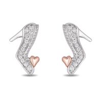 Enchanted Disney Cinderella 0.086 CT. T.W. Diamond Slipper Stud Earrings in Sterling Silver and 10K Rose Gold|Peoples Jewellers