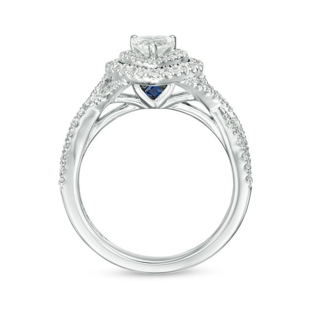 Vera Wang Love Collection 0.69 CT. T.W. Heart-Shaped Diamond Double Frame Twist Engagement Ring in 14K White Gold|Peoples Jewellers