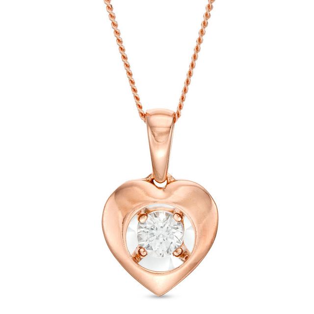 Magnificence™ 0.08 CT. Diamond Solitaire Heart Frame Pendant in 10K Rose Gold