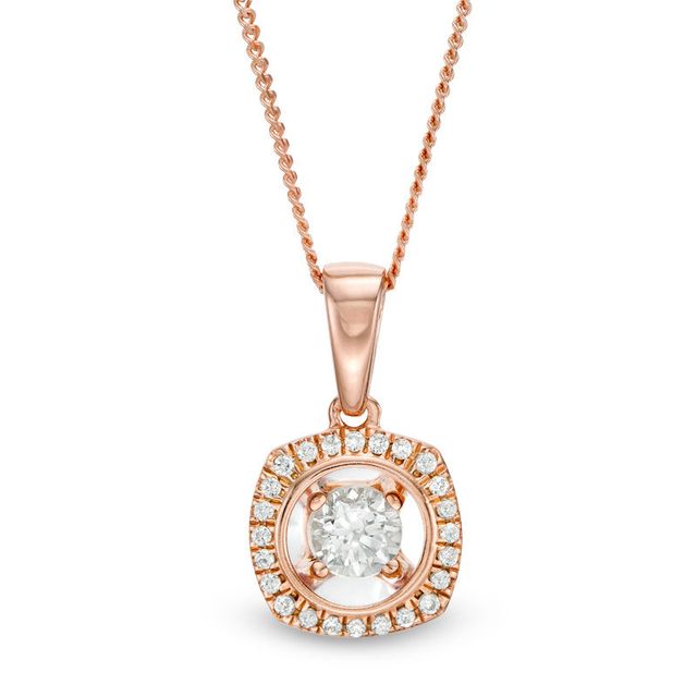 Magnificence™ 0.15 CT. T.W. Diamond Cushion Frame Pendant in 10K Rose Gold