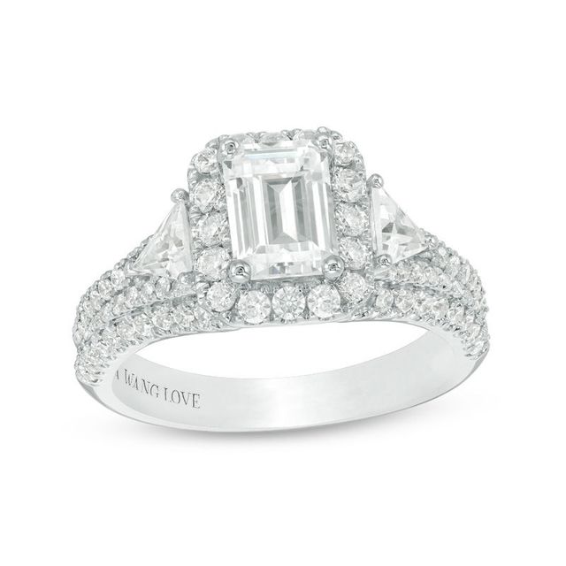 Vera Wang Love Collection 2.23 CT. T.W. Certified Emerald-Cut Diamond Frame Engagement Ring in Platinum (I/SI2)|Peoples Jewellers