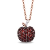 Limited Edition Enchanted Disney Snow White Garnet and Diamond Accent Apple Pendant in 10K Rose Gold - 19"|Peoples Jewellers