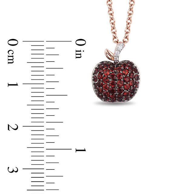 Limited Edition Enchanted Disney Snow White Garnet and Diamond Accent Apple Pendant in 10K Rose Gold - 19"|Peoples Jewellers