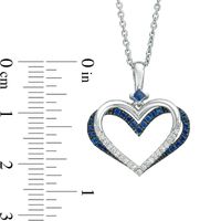 The Kindred Heart from Vera Wang Love Collection Sapphire and 0.085 CT. T.W. Diamond Pendant in Sterling Silver - 19"|Peoples Jewellers