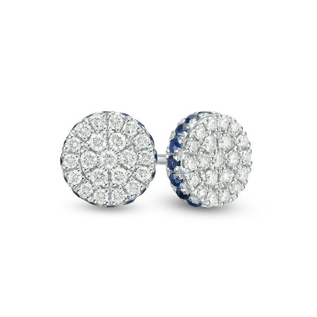 Vera Wang Love Collection 0.37 CT. T.W. Composite Diamond and Blue Sapphire Stud Earrings in Sterling Silver