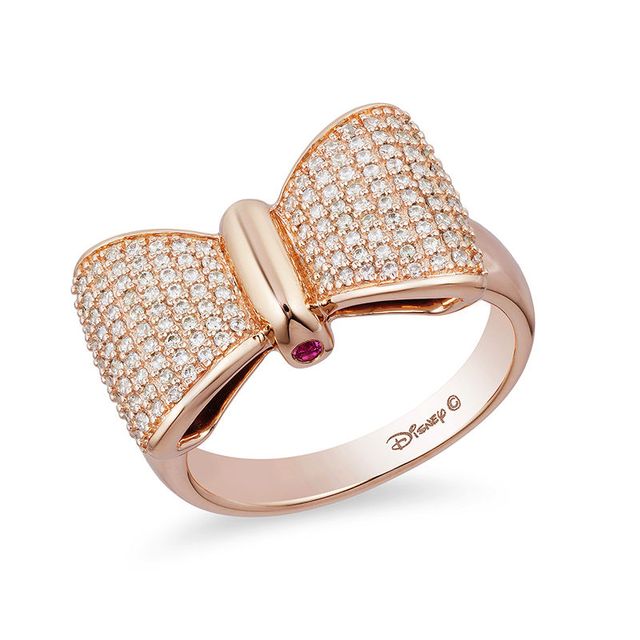 Special Edition Enchanted Disney Snow White 0.50 CT. T.W. Diamond and Ruby Bow Ring in 10K Rose Gold|Peoples Jewellers