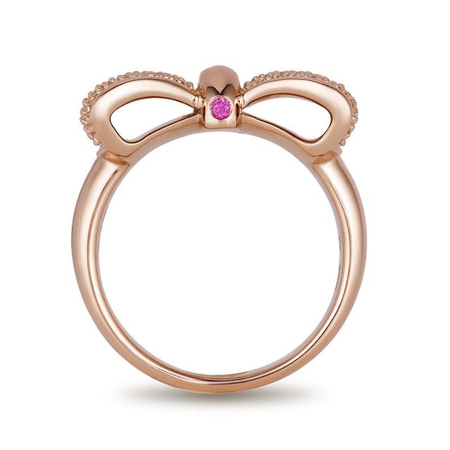 Special Edition Enchanted Disney Snow White 0.50 CT. T.W. Diamond and Ruby Bow Ring in 10K Rose Gold|Peoples Jewellers