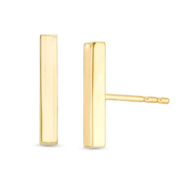 2.0mm Bar Stud Earrings in 14K Gold