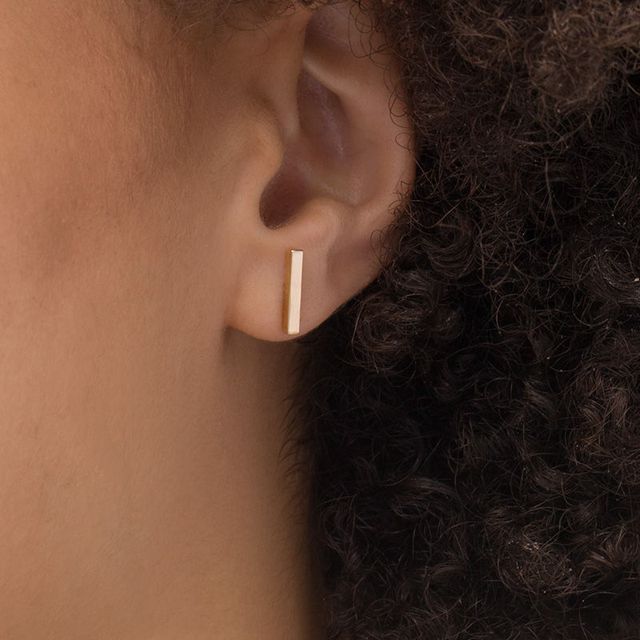 2.0mm Bar Stud Earrings in 14K Gold|Peoples Jewellers