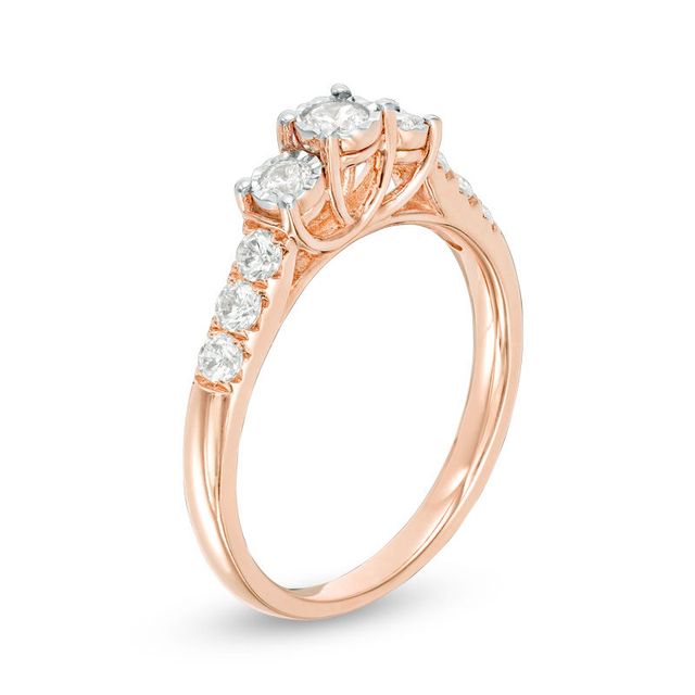 0.45 CT. T.W. Diamond Past Present Future® Engagement Ring in 14K Rose Gold|Peoples Jewellers