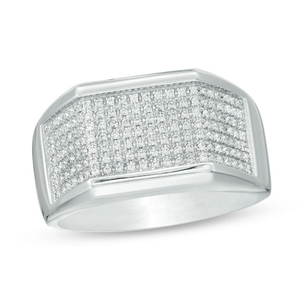 Men's 0.40 CT. T.W. Diamond Multi-Row Ring in Sterling Silver|Peoples Jewellers
