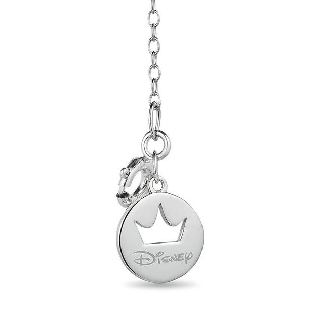 Enchanted Disney Belle Diamond Accent Rose in Glass Dome Pendant in Sterling Silver and 10K Rose Gold - 24"|Peoples Jewellers